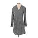 H&M Casual Dress - Shift V Neck 3/4 sleeves: Gray Print Dresses - Women's Size X-Small