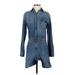 RIVET.UTILITY Romper High Neck Long sleeves: Blue Solid Rompers - Women's Size Small