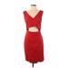 French Connection Casual Dress - Sheath V Neck Sleeveless: Red Solid Dresses - Women's Size 8