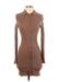 Kendall & Kylie Casual Dress - Mini Collared Long sleeves: Brown Solid Dresses - Women's Size Small