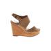 Lucky Brand Wedges: Tan Solid Shoes - Women's Size 6 1/2 - Peep Toe