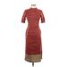 Maeve by Anthropologie Casual Dress - Sheath High Neck Short sleeves: Burgundy Marled Dresses - Women's Size Small Petite