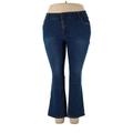 Woman Within Jeans - Mid/Reg Rise Flared Leg Boyfriend: Blue Bottoms - Women's Size 20 - Stonewash