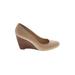 Franco Sarto Wedges: Tan Print Shoes - Women's Size 8 1/2 - Round Toe