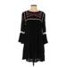 Forever 21 Casual Dress - A-Line Crew Neck 3/4 sleeves: Black Print Dresses - Women's Size Small