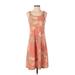 Columbia Casual Dress - A-Line: Orange Floral Motif Dresses - Women's Size Small