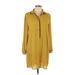 Ann Taylor LOFT Casual Dress - Shirtdress: Yellow Dresses - Women's Size Large Petite