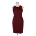 Ann Taylor Casual Dress - Bodycon: Burgundy Solid Dresses - Women's Size 14 Petite