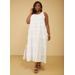 Plus Size Frayed Linen Blend Maxi Dress