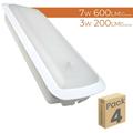 Lumière d'urgence led 3W 200LM. Fonction d'allumage permanent 7W. Encastrable ou Surface Blanc