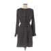 Ann Taylor LOFT Casual Dress - Shirtdress: Gray Tweed Dresses - Women's Size Medium