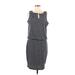 Athleta Casual Dress - DropWaist Keyhole Sleeveless: Gray Stripes Dresses - Women's Size Medium