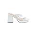 Heels: Slip-on Platform Glamorous White Solid Shoes - Women's Size 39 - Open Toe