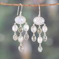 Cascade Flair,'Rainbow Moonstone Labradorite Silver Chandelier Earrings'