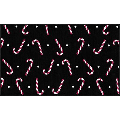 Candy Canes Black Kitchen Rug by Mohawk Home in Black (Size 18 X 30)