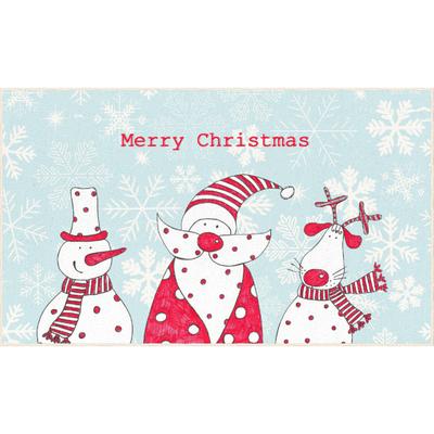 Christmas Friends Light Blue Kitchen Rug by Mohawk Home in Light Blue (Size 30 X 50)