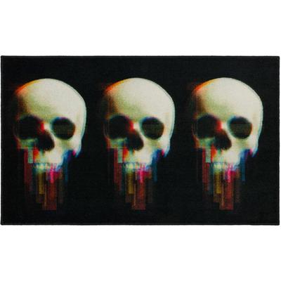 Digital Skulls Black Kitchen Rug by Mohawk Home in Black (Size 30 X 50)