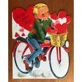 3 Vintage Unused Valentine's Day Cards Boy Bicycle