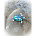 Turquoise Blue Opal Turtle Necklace/ 925 Sterling Silver Sea Charm Ocean Animal Hawaiian Life Jewelry