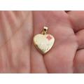 14K Yellow Gold I Love You Heart Locket - Beautiful Hand Engraved Flower Photo Engravable