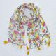 Scarves For Women, Women Accessories, Botanical Scarf, Cotton Scarf in Pearl White Pink Yellow With Tussle, Soft