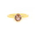 Natural Peach Tourmaline Ring, Gemstone Gold Stacking Ring, Promise Engagement Birthstone 18K Solid Ring