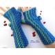 Women L Gloves Ready To Ship Hand Knitted Long Mittens Accessories Wrist Warmers Fingerless Winter Crochet Warm Gift Arm Party Wool Blue 13