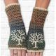 Arm Warmers For Women, Crochet Embroidered Fingerless Mittens, Gloves Wrist Crochet, Teal Blue Yellow, Pre-Order