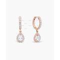 Dangling Halo Pear Moissanite Drop Earring, 14K Gold Charm Hoops, Dangle & Huggie Hoop Diamond Earring For Her