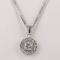 Diamond Halo Pendant/Round Cut Diamond Necklace 14K White Gold Classic Pendants Solitaire Mothers Day Gift