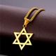 Star Of David Pendant & Necklace Chain Stainless Steel Gold Color Israel Jewish Judaica Cable Charm