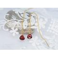 18K Gold Filled Long Threader Earring - Olivine Ruby Earring- Chain Earrings