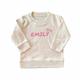 Personalized Pullover With Pink Font, Children's Sweatshirt, Custom Kids Sweater, Neutral Toddler Boy & Girl Sweater