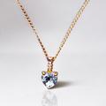 Dainty Vintage Blue Topaz Heart & Diamond Pendant Necklace ~ 925 Gold Vermeil Sterling Silver On Chain