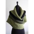 Knitted Wool Shawl Wrap Green Color Black Stripes Stole