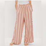 American Eagle Outfitters Pants & Jumpsuits | American Eagle High-Waisted Striped Cargo Wide Leg Pants Size Medium And Lined | Color: Pink/Purple | Size: M