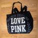 Pink Victoria's Secret Bags | Black 1986 Love Pink Victoria's Secret Pink Canvas Bag Reusable Grocery Tote | Color: Black/White | Size: Os