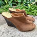 Coach Shoes | Coach Women's Peep Toe Mule Brown Wedge Hollie Suede Heels Size 8 | Color: Tan | Size: 8