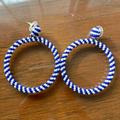 J. Crew Jewelry | J.Crew Blue And White Beaded Hoop Statement Earrings | Color: Blue/White | Size: Os