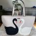 Kate Spade Bags | Kate Spade 2019 Swan Around Jules Tote Bag Leather Zip Top Tote | Color: Black/White | Size: 13x11.5x6