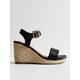 New Look Wide Fit Black Leather-look Espadrille Wedge Heel Sandals, Black, Size 4, Women