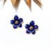 Anthropologie Jewelry | Blue Flower Stud Earrings #242 | Color: Blue/Gold | Size: Os