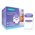 Lansinoh Muttermilchflaschen, 4 Stück - zur sicheren Aufbewahrung von Muttermilch und Brei - 160 ml