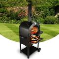 HASWEX Outdoor Pizza Oven Wood Fired, Multifunction 2-Layer Pizza Ovens, Stainless Steel Handle Easy to Move Removable Cooking Rack for Camping Backyard Bbq