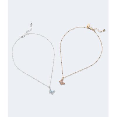 Aeropostale Womens' Butterfly Best Friends Necklace 2-Pack - Multi-colored - Size One Size - Metal