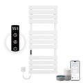 OihPaw Heated Towel Rail,1300x550 mm WiFi Towel Warmer Rail for Bathroom,526W Wall Mounted Electric Towel Rail with Timer and LED Indicator,White Left Electric Heated Towel Rail