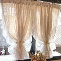 XFAK Voile Curtains Sheer Window Curtain Lace Net Curtain Retro Tie Up Curtains European-Style Half Curtains For Living Room/Bedroom/Door, 2 Pcs (Size : WxH/150x140CM)