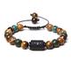 Natural Handmade Weave Black Rope Bangle Natural Tiger Eye African Turquois Beads Bracelet (Metal Color : Virgo) (Black Aquarius)