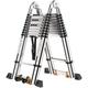 MCZY Aluminum Extension Ladder, with Support Bar Multi-Purpose Folding Telescoping Ladders A-Frame Lightweight Portable Ladder Stepladder (Color : Silver, Size : 3.3+3.3m) surprise gift