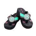 Montana West Flip Flops for women Wedge Flip Flops Western Wedge Sandals Bling Flip Flops Beach Sandals, B-pink, 4 UK